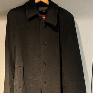 Black Wool Collared Button Down Coat